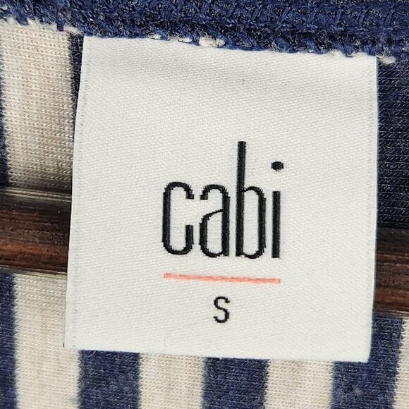 CAbi Style 3228 Ernest Striped Tee Size Small. Navy & Oatmeal - Picture 3 of 14